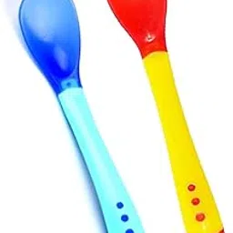 Mopslik Soft Silicone Tip Baby Feeding Heat Sensitive Colour Changing Temperature Sensing Spoon - Pack of 2, Blue and Yellow-picture-34
