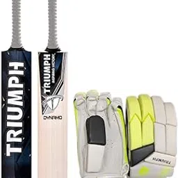 Triumph Dynamo English Willow Cricket Bat Mens AndVital Batting Gloves R/H-picture-64