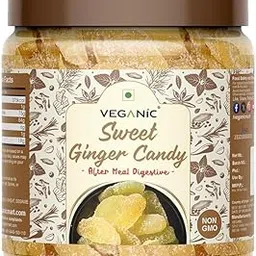 Veganic Organic Sweet Ginger Slice | Dried Ginger Candy | Adrak Slices/Candy Mouth Freshener/Mukhwas (100 grams)-picture-26