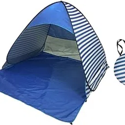 JAZZY PEARLS® Pop up Tent Portable Tent Sun Protection Beach Tent for Fishing Picnic Beach Deep Blue Stripes L-Sporting Goods-Outdoor Sports-Camping & Hiking-Tents & Canopies-Tents-image-21