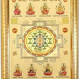 Hawai Ashta Laxmi/Asta Lakshmi Shree Yantra Designer Golden Wall Hanging Engineered Wood Photo Frame for Home Office Pooja Room, Size-14x10 inch, SFDI00409GLDFRM-picture-25
