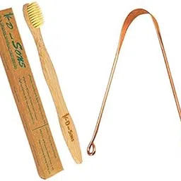 kd and sons Kid 2 Pcs Combo Pack (1 Pcs 100% Organic Bamboo Manual Tooth Brush + 1 Pcs Ayurvedic Pure Copper Tongue Cleaner)-image-9