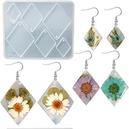 BanteyBanatey® Kite Rhombus Shape 6 Cavity Moulds Resin Art Silicone Casting Mould Pendent Epoxy Mold Silicon Jewelry Moulds DIY Coaster Molds (Pack of 1)-picture-27