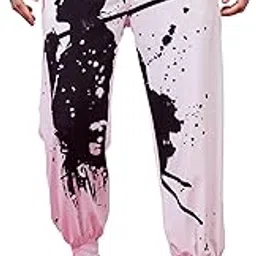 yellow tree Men's Harem Pants with Samurai Graphic Print, Polyester Casual Jogger, Drawstring Sweatpant Streetwear Trousers-picture-47