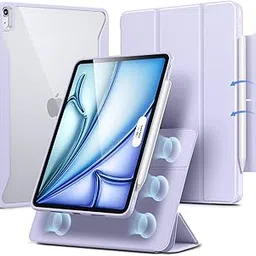 ESR Hybrid Case for iPad Air 11 Inch M3/M2, iPad Air 7th/6th/5th/4th Generation Case(2025/2024/2022/2020) with Pencil Holder, Removable Magnetic Cover, Vertical Stand, Rebound 360 Series, Light Purple-picture-10