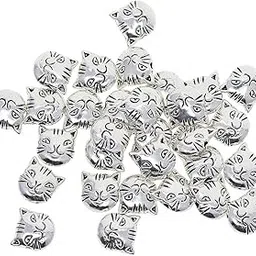 myaddiction 30 Pieces Tibetan Silver Spacer Charm Beads DIY Jewelry Findings kitten head-picture-40