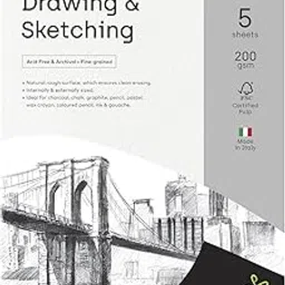 PaperPep Artists' Sketching & Drawing Paper 200GSM A3 Pack of 5 for Sketching & Drawing with Pencil, Charcoal, Graphite, redchalk Pastel, Chalk, Oil Pastel & Wax Crayon for Artists' & Amateurs-image-79