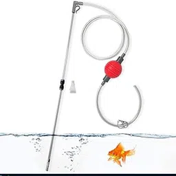Qpets® 2.2m Manual Fish Tank Vacuum Gravel Remove Siphon System Fish Tank Bottom Cleaning System Aquarium Debris & Waste Cleaning Siphon Pipe for Aquarium Under 5ft image 1