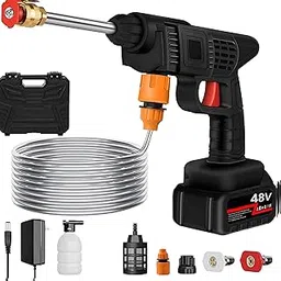 FT Tools Cordless Portable Wireless Pressure Washer Gun 48V 12000mah High Pressure Water Gun for Car Wash Bike Washing Cleaning| Adjustable Nozzle and 5M Hose Pipe (Single Battery)-picture-16