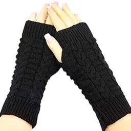 gajraj Women's Woolen Knitted Fingerless Gloves, Cable Pattern Winter Hand Warmers,-picture-18