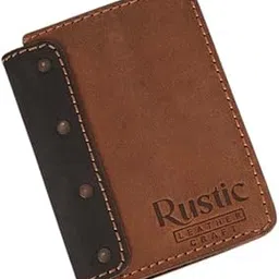 rustic leather craft Genuine Leather Wallet for Men's Bifold Stylish Compact Brown Wallet Card Slot, Transparent ID Window Folded Cash Holder, Easy Card Pull Strep image 1
