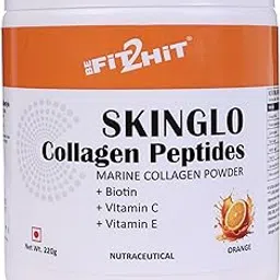 BeFit2Hit SKINGLO Collagen Peptide - 220gm | Marine Collagen Power with Biotin, Vitamin C & E | Supplement for Healthy Skin, Hair, Nails, Joints & Bone | Orange Flavour, 28 Serving-picture-10