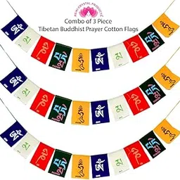 Reiki Crystal Products Tibetian Buddhist Prayer Flags Combo Pack Of 3 (Multicolour_75 Cm) image 1