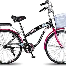 Vaux Angel 24T Women Bicycle for Age Group 10+ Years with Basket & Cushion Backseat, Light Weight Ladies Cycle with Alloy Rims & Ralson Tyres,Ideal for Height 4ft+ (Black)-image-65