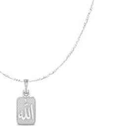 akshat sapphire Sterling Silver (92.5% purity) God Allah Barkat Chain Pendant (Pendant with Chain) for Men and Women Silver Islamic Muslim Allah Kareem Chain for Good Luck & Wealth image 1