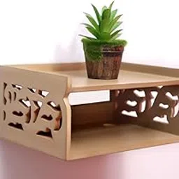 AMAZE SHOPPEE Wooden Set Top Box Wall Shelf, Glossy Finish (Beige)-picture-25