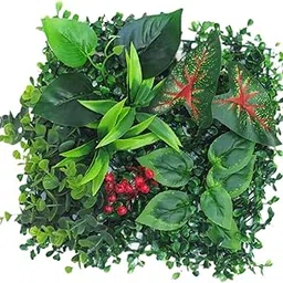 9.8x9.8inch Simulation Grass Greenery Wall Panel Decor for Terrace, Bathroom Style C-picture-15