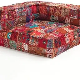 ASHEVILLE® No Wood Modular Sofa Set | Low Seat Sofa, 32" L X32 D X16 H | Corner Floor Cushion Sofa for Low Sitting | Modular Lounge Chair (RED)-picture-29