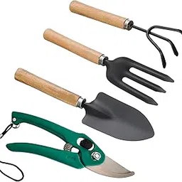 GACIL Garden Tool Kit Set with Hand Trowel, Cultivator, Fork, Pruner, 4 Pieces-picture-56