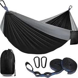 SupvoxÃ‚® Hammock for Camping Outdoor Activities with 2 Fixing Straps, Hammock Swing for Adults Kids, Portable Ultralight Nylon Hammock for Travel Beach Trekking, Maximum 200kg Load 275 x 140cm, Black-image-13