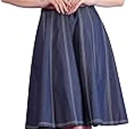 sedamor Eden Corset Blue Denim Dress Denim A-Line Midi Dress, Adjustable Straps, Contrast Stitching, Knee Length-picture-25