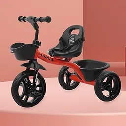 Qumon Arrow Kids Tricycle for 1-5 Years – Sturdy Ride-on Trike with Front & Rear Baskets, Comfortable Seat with Safety Belt, Easy Pedal Cycle for Boys & Girls (Capacity 30kg) (Red) image 1