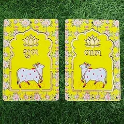 Kavya Fashion Cow MDF Pooja Decoration Lotus Cow MDF Wooden Cutout|DIY Rangoli Kit|Decoration for Diwali|for Rangoli, Pooja, Decorations, Festival Gift, Wedding Decorations.Designer (4, Yellow)-picture-16