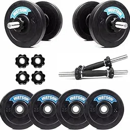 Watson Home Gym Equipments Kit Weight, Gym Rod and 10Kg Weight Plates, 25mm, 14" Cast Iron Dumbbells Rods with Rubber Plates (Dumbbell Rod with 10Kg(2.5kkgx4) Plates)-image-88