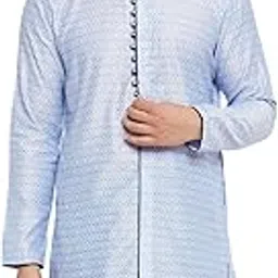 vastramay Solid Regular Men's Lavender and Navy Blue Silk Blend Kurta-picture-46