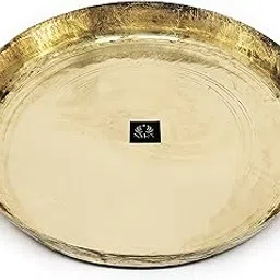 NYRA® Pure Brass/Peetal Plate Big Round Thali Flat Bottom for Pooja & Serving Purpose-picture-57