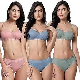 Women's Printed Lighty Padded Bra & Panty Set Regular Lingerie Set Bra Panty Set Panty Bra Set for Women-image-26