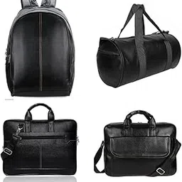 Premium Black Leather 4 Bag Combo for Men – Laptop Briefcase, Office Messenger Bag, Travel Duffle Bag & Backpack | Professional Business & Travel Bag Set-picture-27