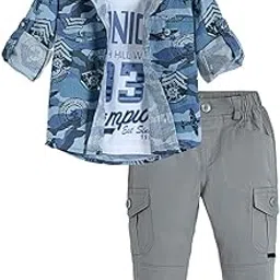 hopscotch Boys Full Sleeves Blue 3-Pc Cotton Checkered Embroidered Pant Set-picture-11