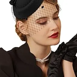 cizoe Fascinators Hats 20s 50s Hat Pillbox Hat Cocktail Tea Party Headwear with Veil for Girls and Women image 1