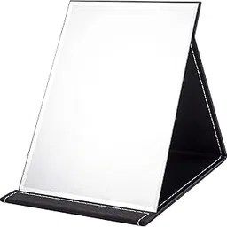 aDai Portable Folding Makeup Mirror | Frameless PU Leather Vanity Mirror with Stand | Rectangular, Unframed, Compact Travel Mirror for Desk, Table, and Personal Use - (Black, 1Pcs)-picture-55