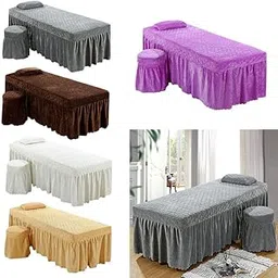 Meadawgs® SPA Massage Table Sheet Set Bed Skirt 185x70cm Facial Bed Cover w/Hole-image-43