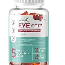 Immunosciences Eye Care Gummies – Lutein (5 mg) + Zeaxanthin + DHA with Vitamins C, E, A & Zinc | Sugar-Free, Vegan | Cranberry Flavour | 30 Gummies | Daily Digital Eye Support-picture-35