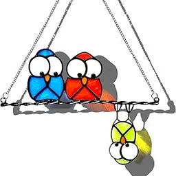 Multicolor Owls on a Wire High Suncatcher Panel, Bird Suncatcher for Windows Panels Hangings Hummingbird Glass Decoration for Wall Home Garden Decor Bird Owl Gift for Owl Lovers-picture-16