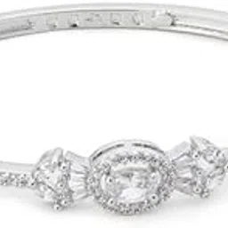 dhruvs collection Silver Coated Bracelet, Zircon Setting Stainless Steel Crystal bracelet, Cuff Bangle For Women & Girls-picture-20