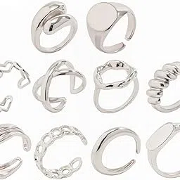 shining diva fashion Set of 10 Latest Stylish Silver Plated Rings for Women and Girls (rrsd16671r)-picture-14