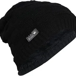isweven Mens Womens Hat Beanie Cap, Unisex Winter Warm Knitted Hats, Fleece Lining Slouch Skull Beanies Caps for Men Women (4084A, Black)-picture-52