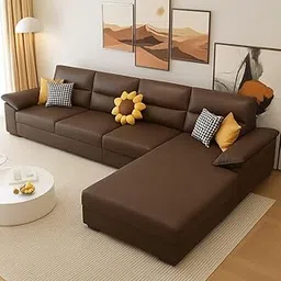 Damono 5 Seater Fabric Sofa Set for Living Room | Comfortable Cushioned Modern Sectional Sofa with Durable Wooden Frame (Brown) (RHL)-image-96