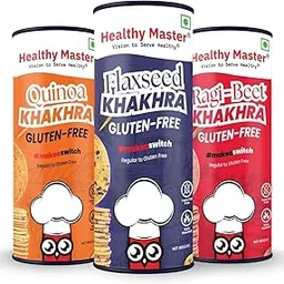 Healthy Master Roasted Khakhra Combo | Flax Seeds, Quinoa & Ragi Beetroot 300g | Each 100g - Gluten-Free & Roasted | High-Protein, Low-Calorie Snacks | Healthy Khakhra for Office, Travel & Tea-Time-picture-23