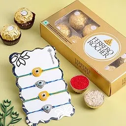FlowerAura Premium Rakhi For Brother Chocolate Combo Include Set of 4 Evil Eye Rakhi With 8 Choco Rolls Chocolate & Roli Chawal Set - Rakhi Gift For Brother, Bhai, Cousins, Kids & Rakshabandhan Gift-picture-22