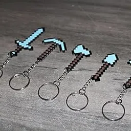 Mini-Figures Collectible Toy, Animal and Mob Designs, | Diamond Sword and Tools Set, 5 Pieces, Blue and Brown (pack-1)-picture-50