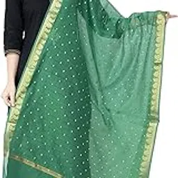 a r silk Women's Chanderi Vns Border Buti Dupatta/Chunni (ARS039, Green, Free Size)-picture-15