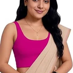 Readymade Fitted Saree Blouse for Women Sleeveless Square Round U Neck Regular fit Stretchable Pullon Western Stylish Crop Top VG14-picture-47