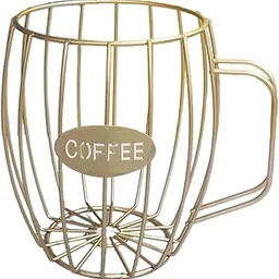 Merishopp Universal Coffee Capsule Storage Basket Coffee Vintage Baskets Cup Gold-image-5