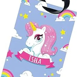 funcart Customized Luggage Tag for Travel/School - Unicorn Theme - Personalized Name - MDF 2.5 * 3.75" Multicolor - Single Side Print-picture-24