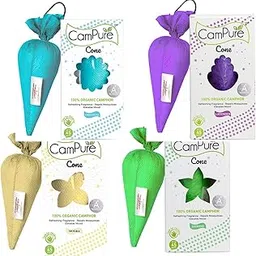 CamPure Camphor Cone (Original, Jasmine, Lavender, & Mogra) | Pack of 4 | Room, Car and Air Freshener & Mosquito Repellent-picture-10